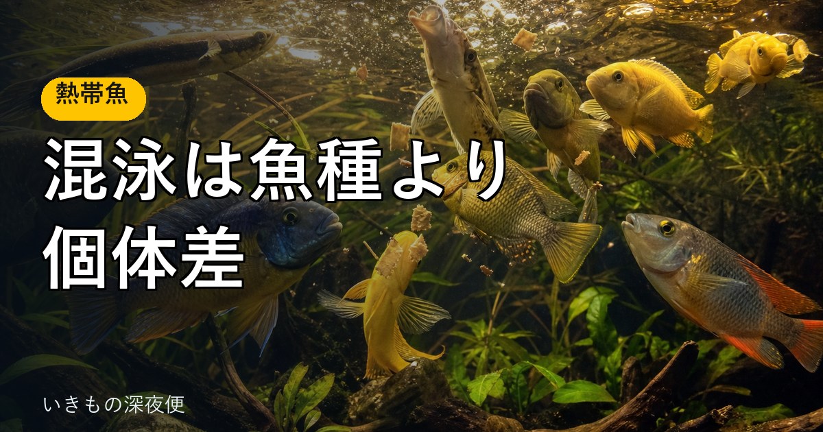 混泳は、魚種より個体差。餌場のいい場所は、毎月、持ち主が変わる