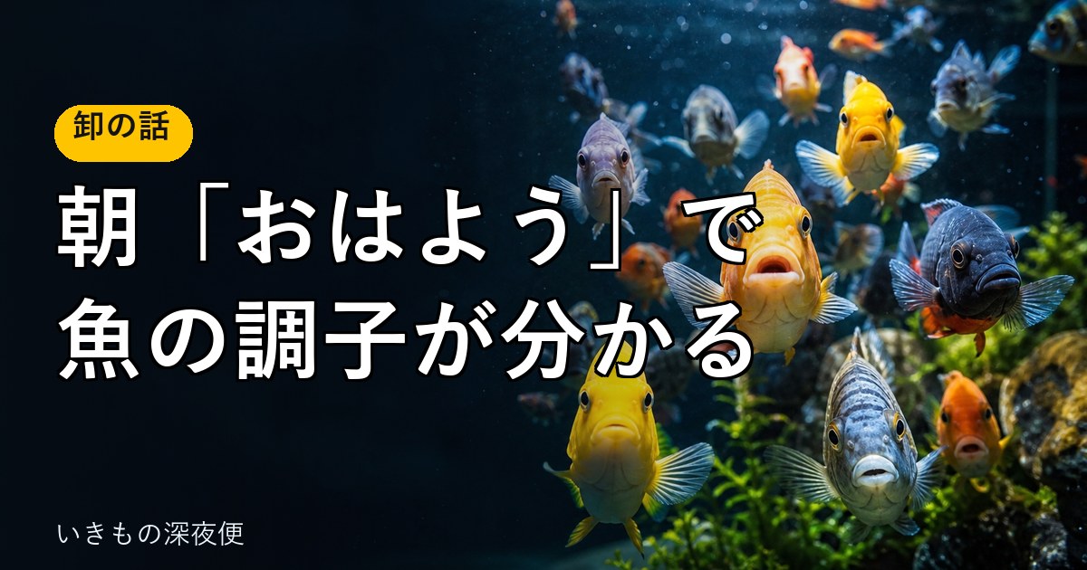 朝、水槽の前に立って「おはよう」。卸の現場で教わった、魚の調子の見分け方